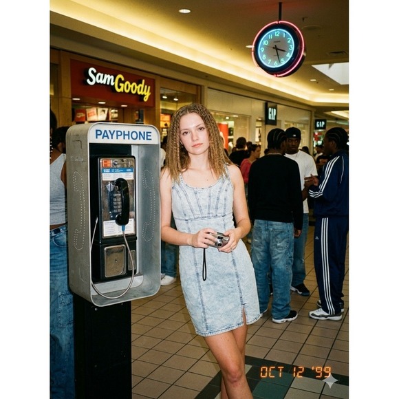 Rewash Dresses & Skirts - Rewash Denim Midi Dress Womens Small Acid Wash Corset Bodice Slit Bodycon‎ Y2K